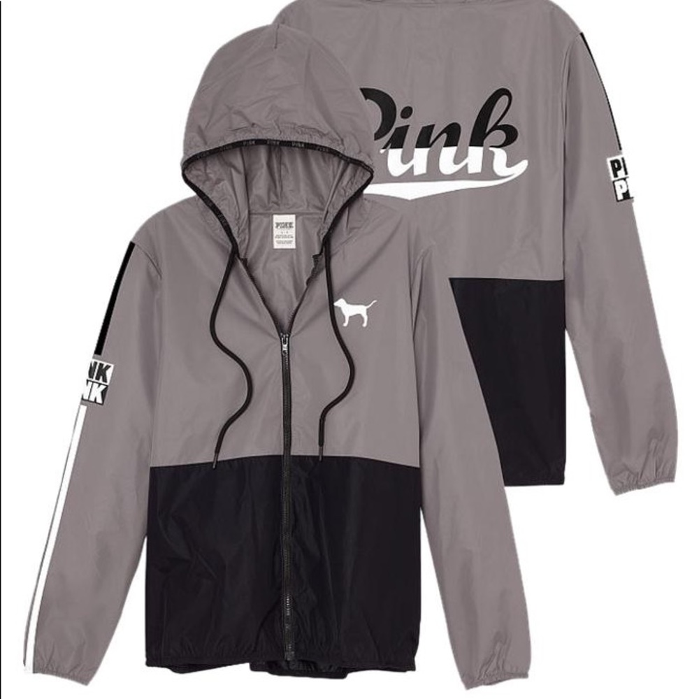 VS Pink-Grey Anorak Full Zip Hoodie Windbreaker